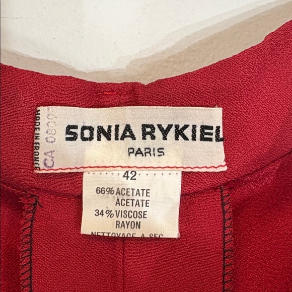 Sonia Rykiel Paris High Waist Wide Leg Trousers Red 42 small - Picture 7 of 10